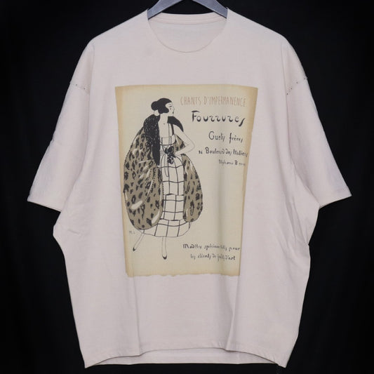 CROMAGNON Antique Print T-shirt Ecru Size 1