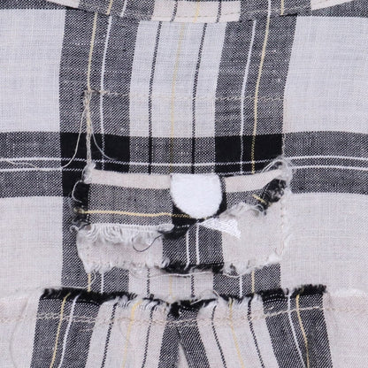 Mastermind Japan Beige Skull Gauze Check Sleeve Shirt Size S