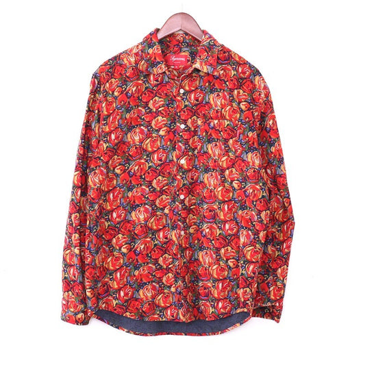 SUPREME 18AW Roses Corduroy Shirt Red Size M
