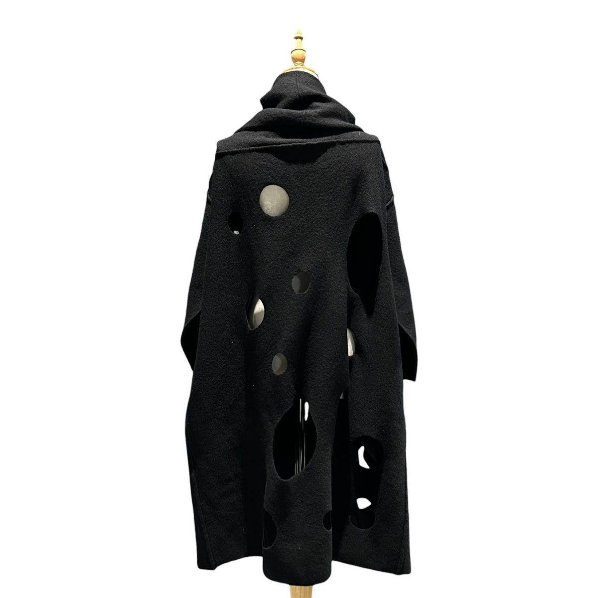COMME des GARCONS 02SS Cut-Out Wool Cape Black Jacket Size FREE