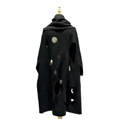 COMME des GARCONS 02SS Cut-Out Wool Cape Black Jacket Size FREE