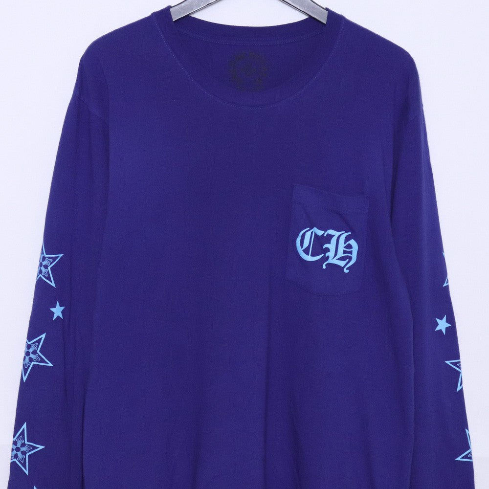 CHROME HEARTS Back Star Print T-Shirt Blue Size L