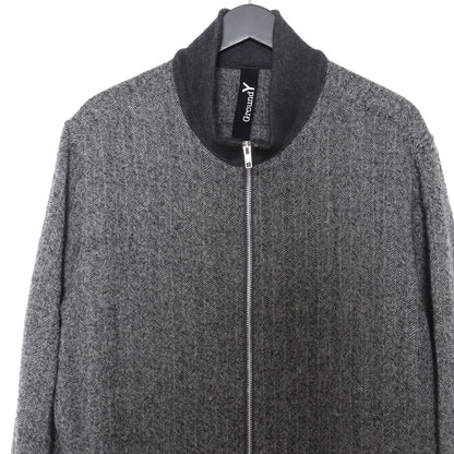 GROUND Y Herringbone Collar Rib Long Coat Gray Size 3