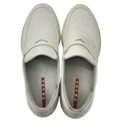 PRADA SPORT 00s America's Cup Leather Loafers White Sneakers Size 8
