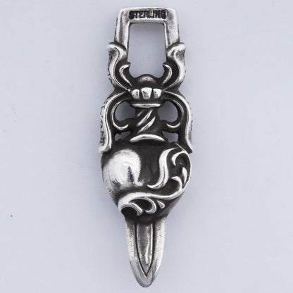 CHROME HEARTS DAGGER HEART Necklace Pendant Silver Size F
