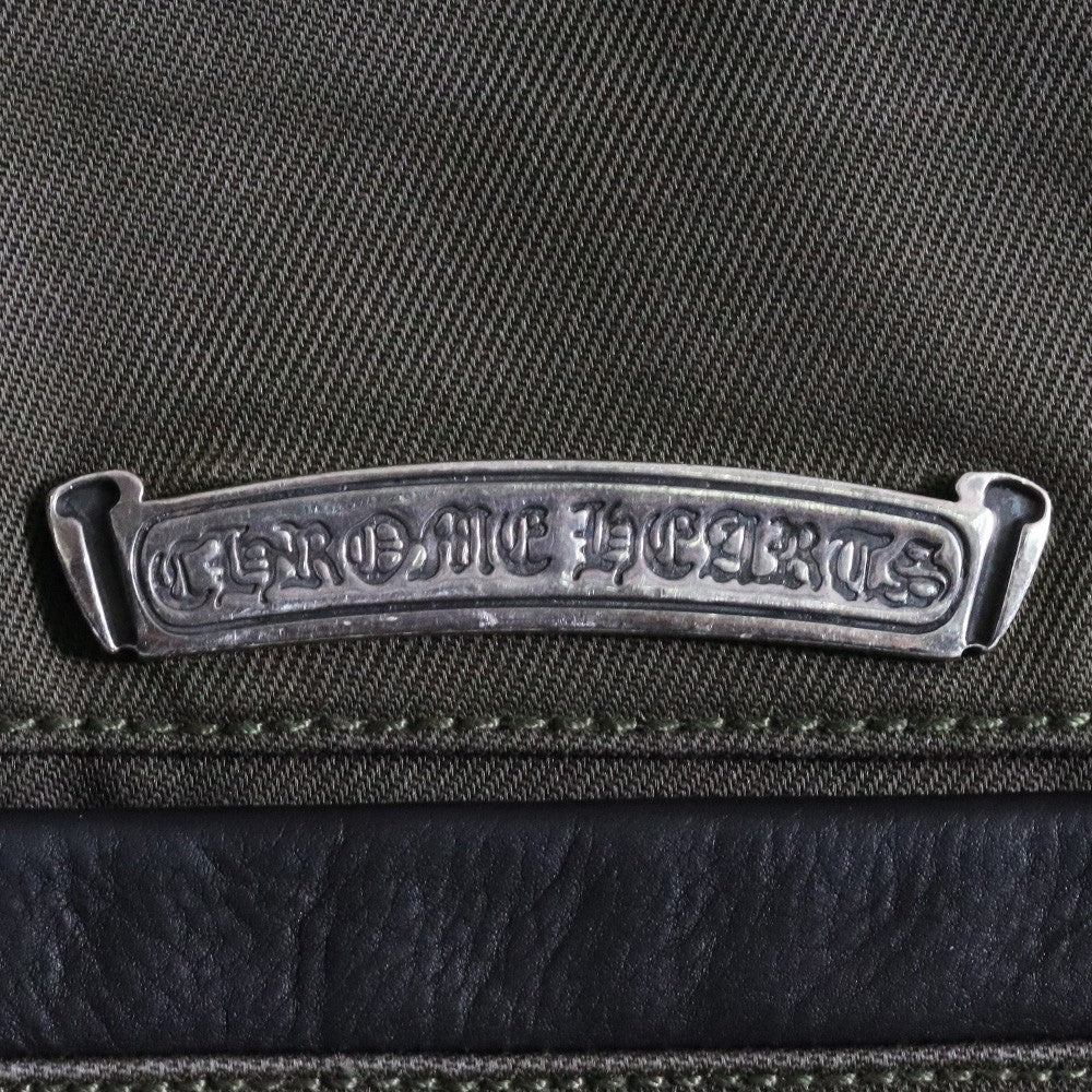 CHROME HEARTS Cross Button Leather Trim Chino Pants Size 33