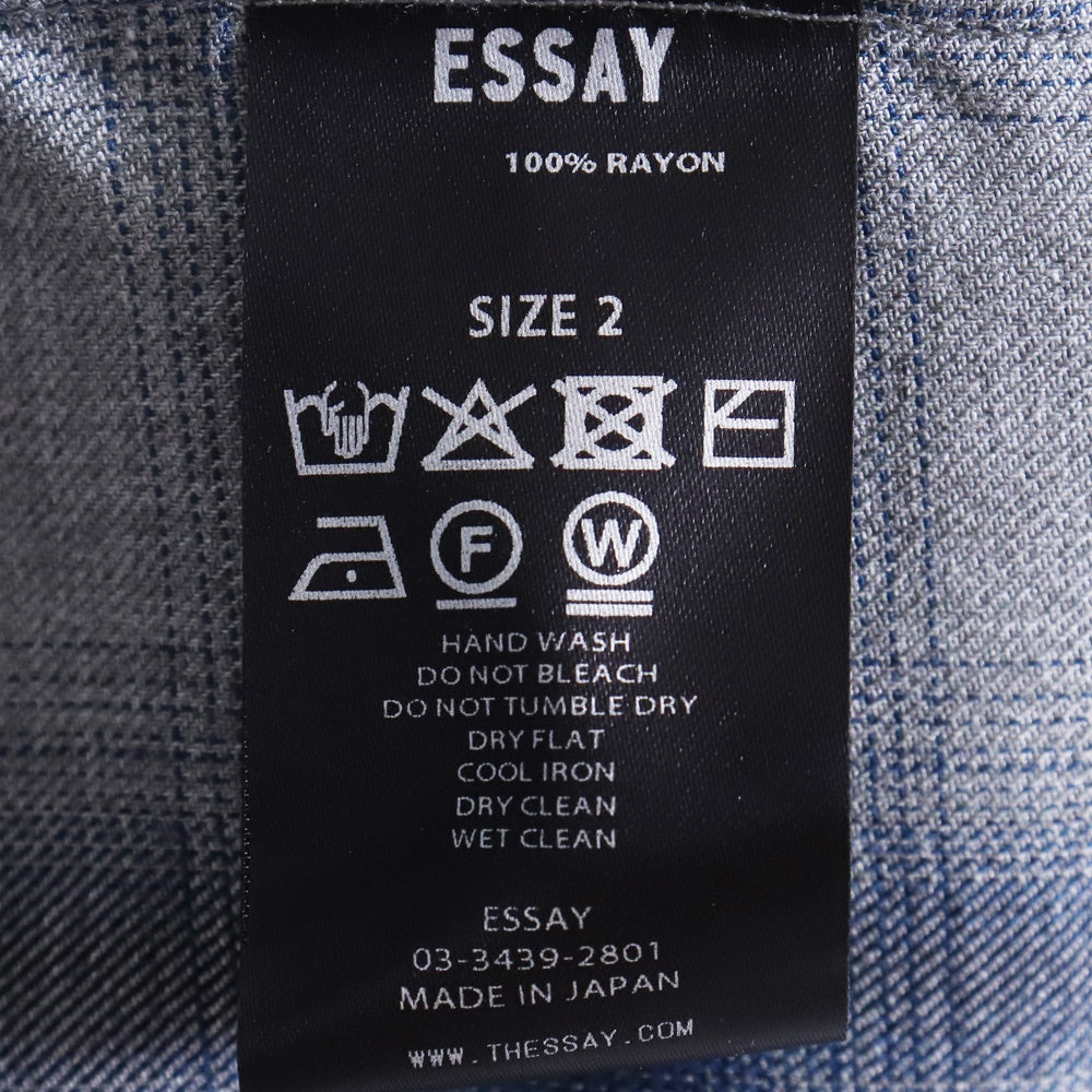 ESSAY 25SS Shadow Check Open Collar Shirt Blue Size 2