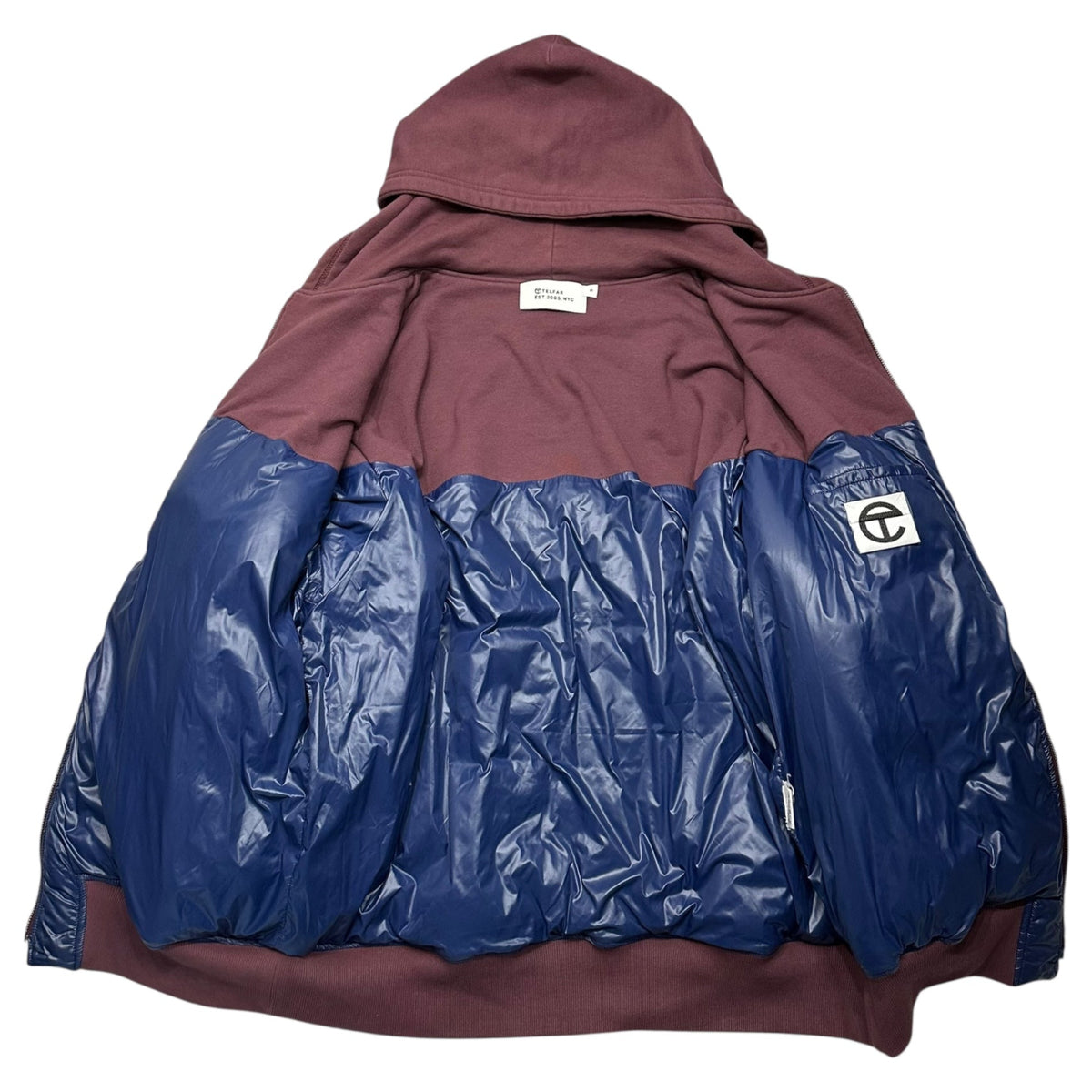 TELFAR Insulated Docking Hoodie Burgundy/Blue Size FREE