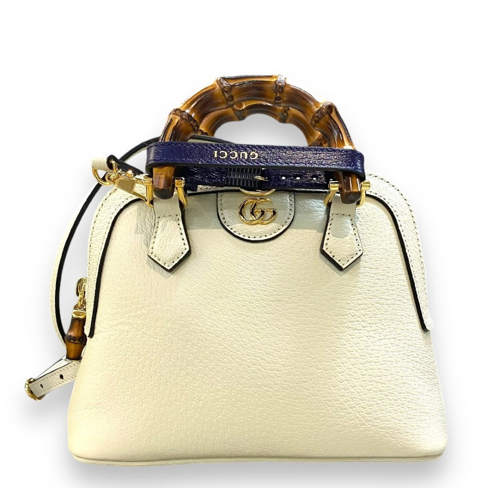 GUCCI Diana Bamboo Dome Mini Cream White Handbag Size S