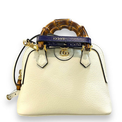 GUCCI Diana Bamboo Dome Mini Cream White Handbag Size S