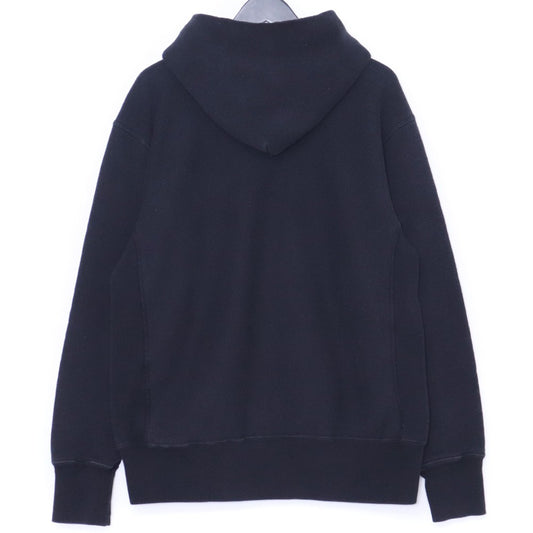 STUSSY × CHAMPION Reverse Weave Felt Hoodie Black Size L