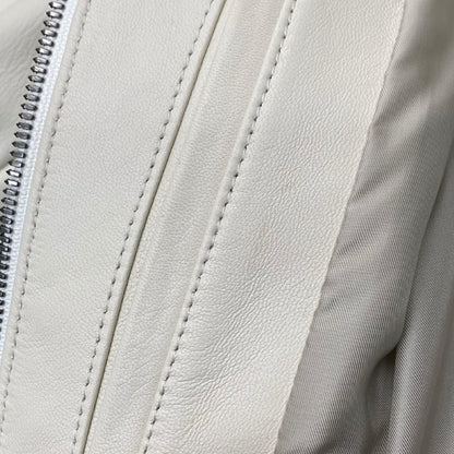 THE VIRIDI-ANNE 20AW Lamb Leather Biker Jacket White Size 3