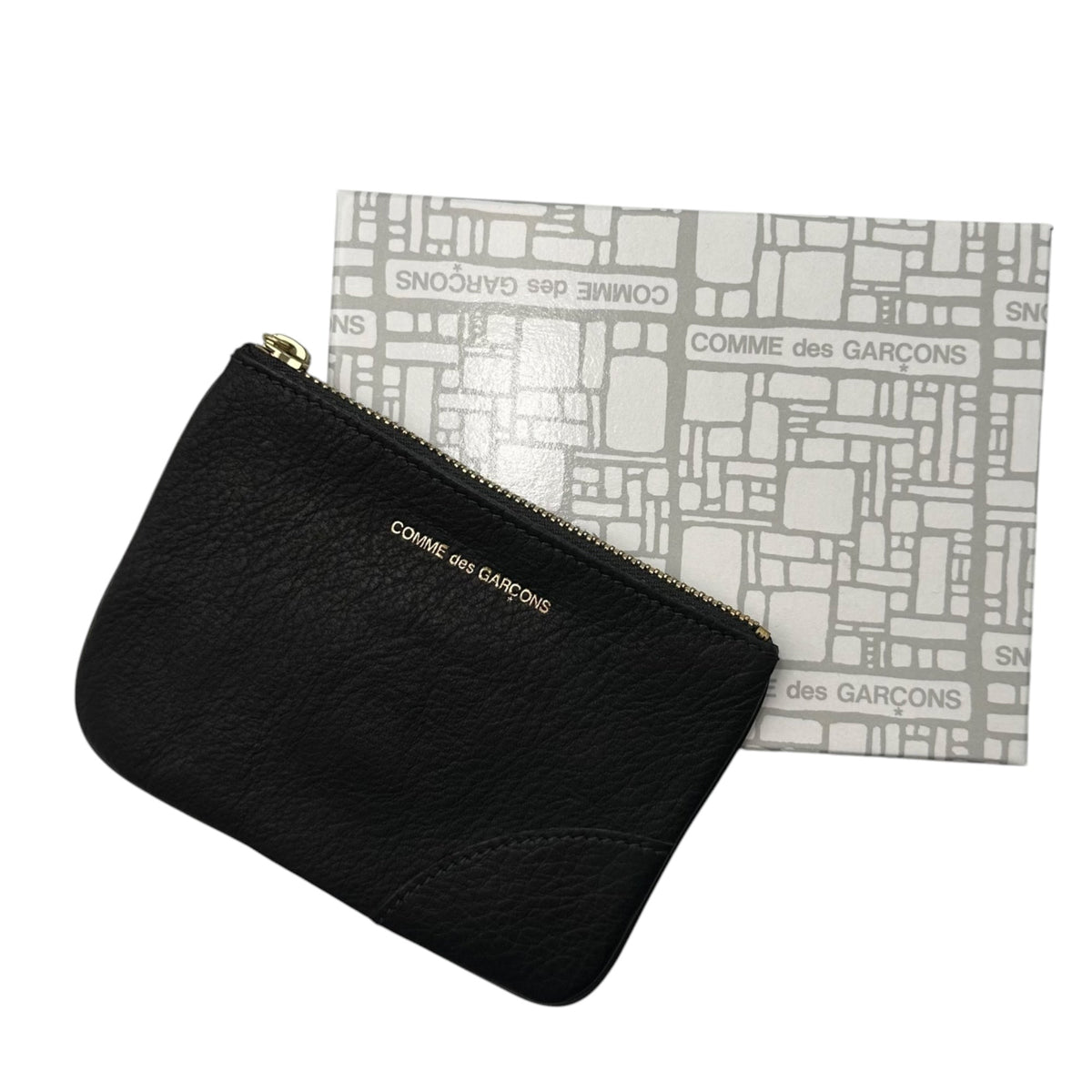 COMME des GARCONS Washed Leather Zip Wallet Black Size FREE