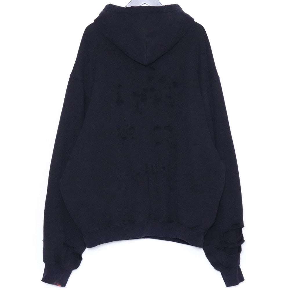 Balenciaga CAPS Destroyed Hoodie Black 21SS Size XS