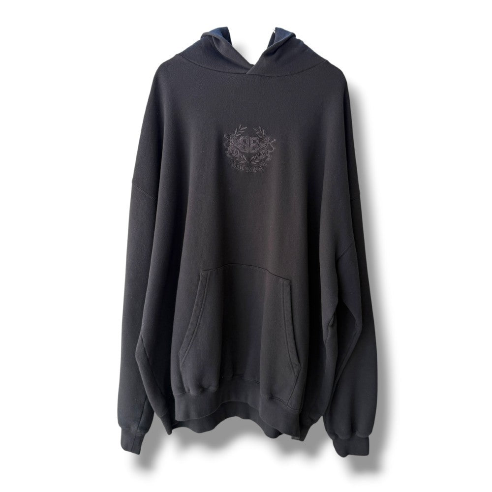 BALENCIAGA 21SS BB Logo Large Fit Hoodie Black Size XXS