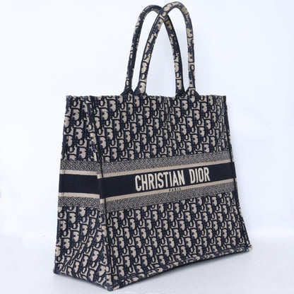 CHRISTIAN DIOR Large Oblique Canvas Bag Navy Size ONE SIZE