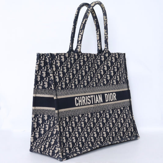 CHRISTIAN DIOR Large Oblique Canvas Bag Navy Size ONE SIZE