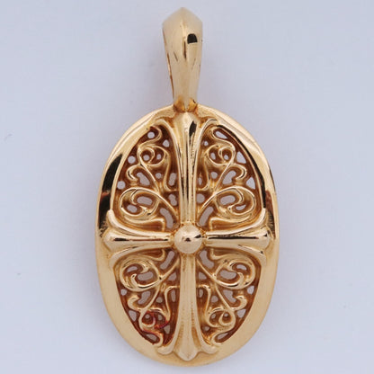 CHROME HEARTS 22K Classic Oval Gold Necklace Size F