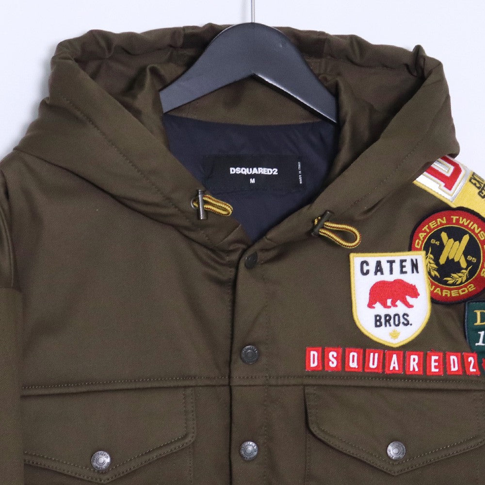 DSQUARED 23AW Multi Logo Patch Hooded Jacket Khaki Size M