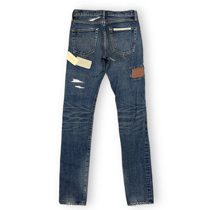 MIHARAYASUHIRO Blue Cotton Patchwork Denim Pants Size 46