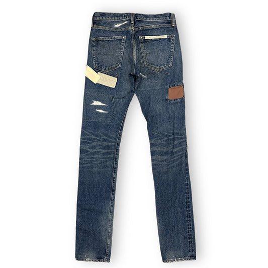 MIHARAYASUHIRO Blue Cotton Patchwork Denim Pants Size 46