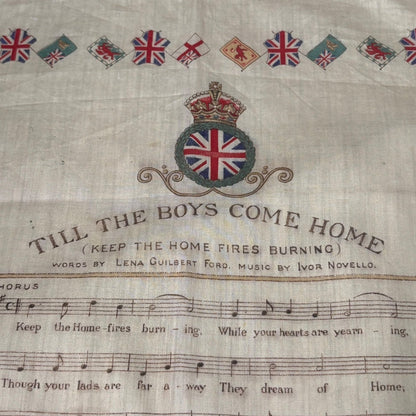 VINTAGE 1910s WW1 Allied Wars Printed Bandana Beige