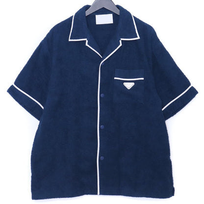 PRADA 22SS Terry Bowling Shirt Triangle Logo Navy Size XL