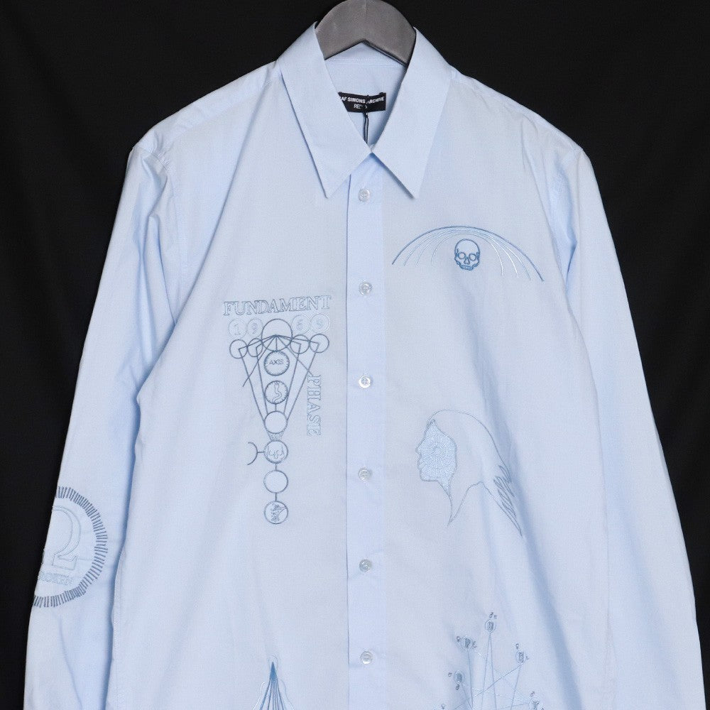 RAF SIMONS 21SS Archive Embroidery Shirt Light Blue Size 46