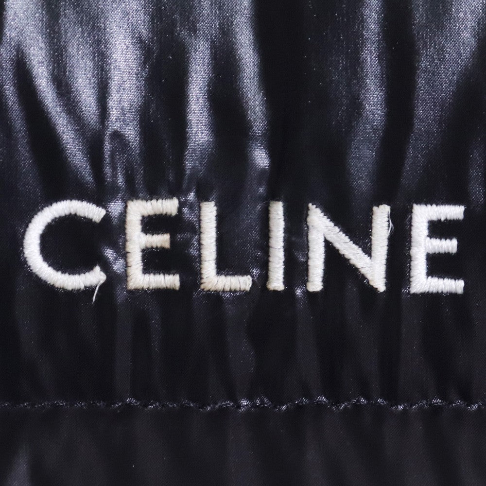 CELINE Logo Nylon Stand Neck Down Jacket Black Size 46