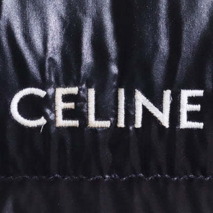 CELINE Logo Nylon Stand Neck Down Jacket Black Size 46