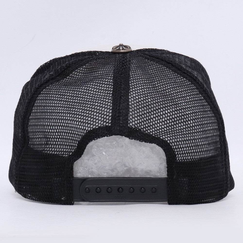 CHROME HEARTS OLD FUCK Trucker Cap Black White Size 4