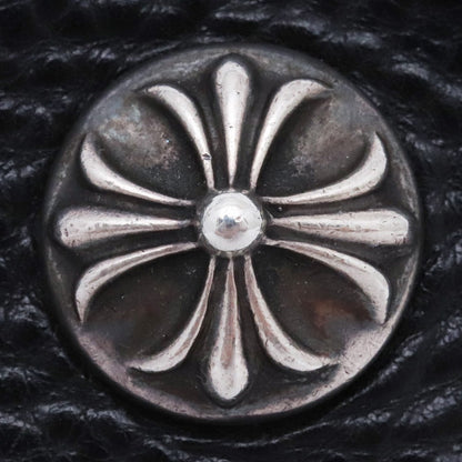 CHROME HEARTS Wave Wallet Cross Button Leather Black Size F