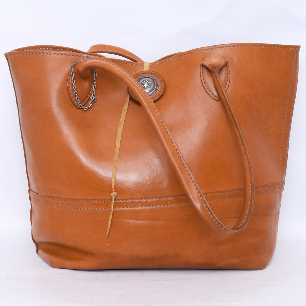 TARO WASHIMI Leather Concho Tote Bag Brown Size F