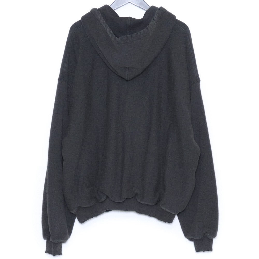 SUS-SOUS Distressed Thermal Lined Zip Hoodie Charcoal Size 5