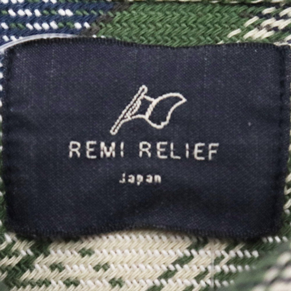 REMI RELIEF NAVY LABEL Indigo Check Sleeve Shirt