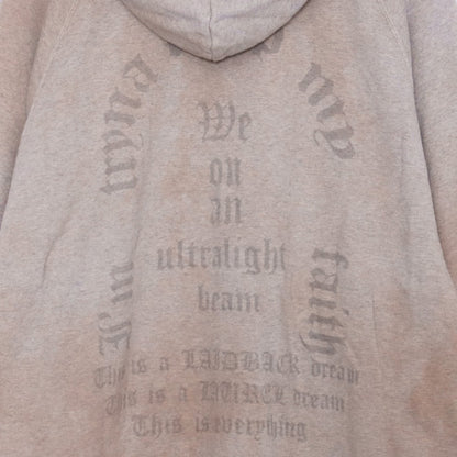 LAID BACK Vintage Processed Front Logo Hoodie Beige Size 2