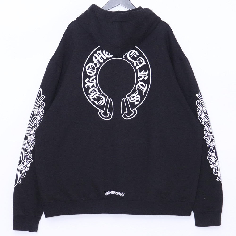 CHROME HEARTS Horseshoe Floral Cross Hoodie Black Size XXL