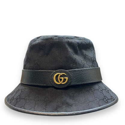 GUCCI Original GG Canvas Bucket Hat Black Size L