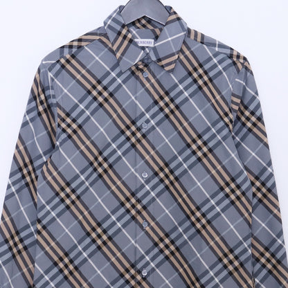 BURBERRY 26SS Regular Fit Check Long Shirt Gray Size XS