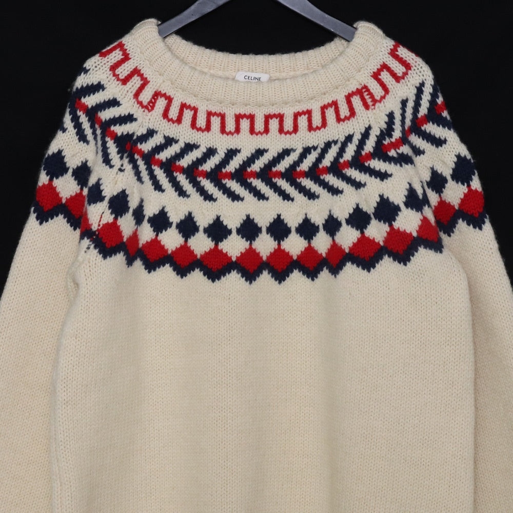 CELINE 21AW Oversized Shetland Crewneck Sweater Beige Size M