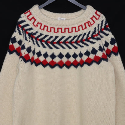 CELINE 21AW Oversized Shetland Crewneck Sweater Beige Size M