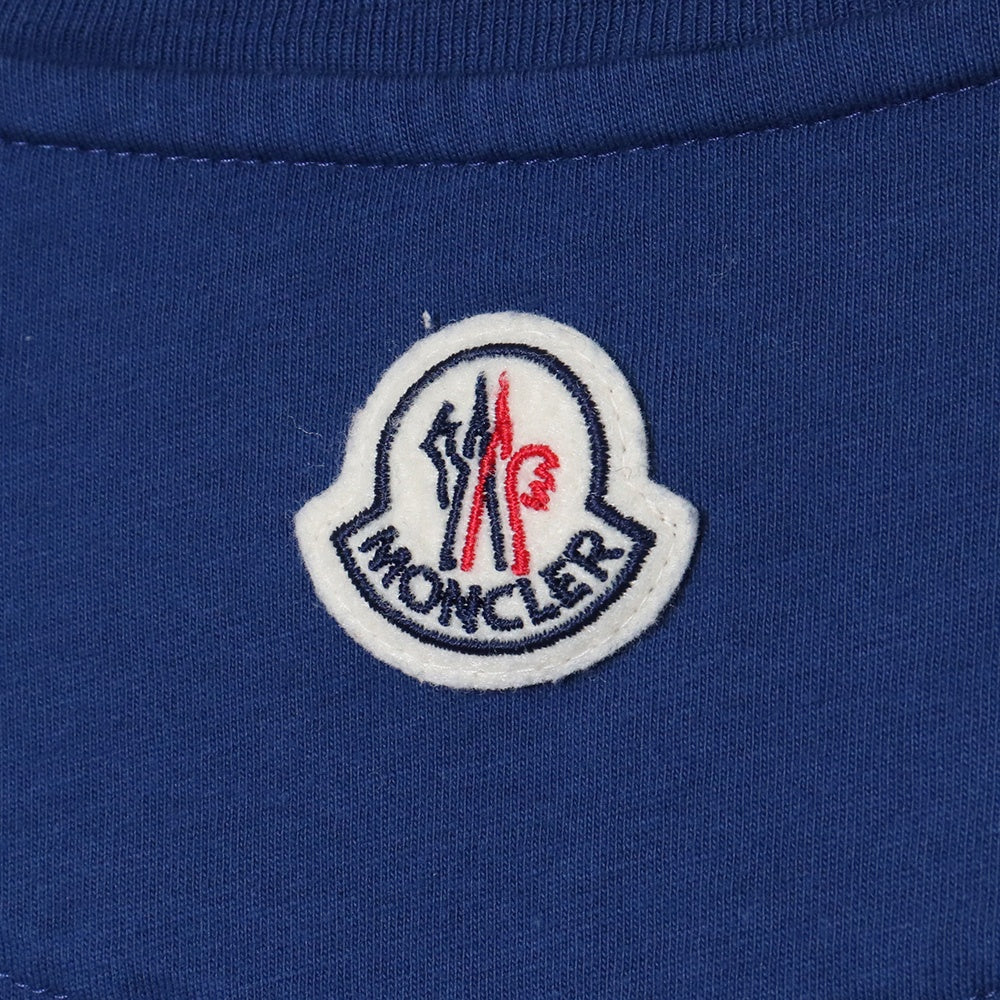 MONCLER Logo Piping Long Sleeve Tee Blue Size S