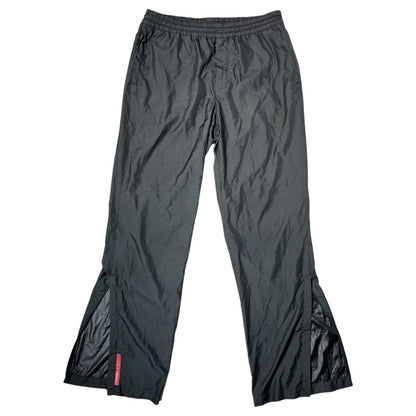 PRADA SPORT 00s Y2K Hem Zip Logo Tech Pants Black Size 48