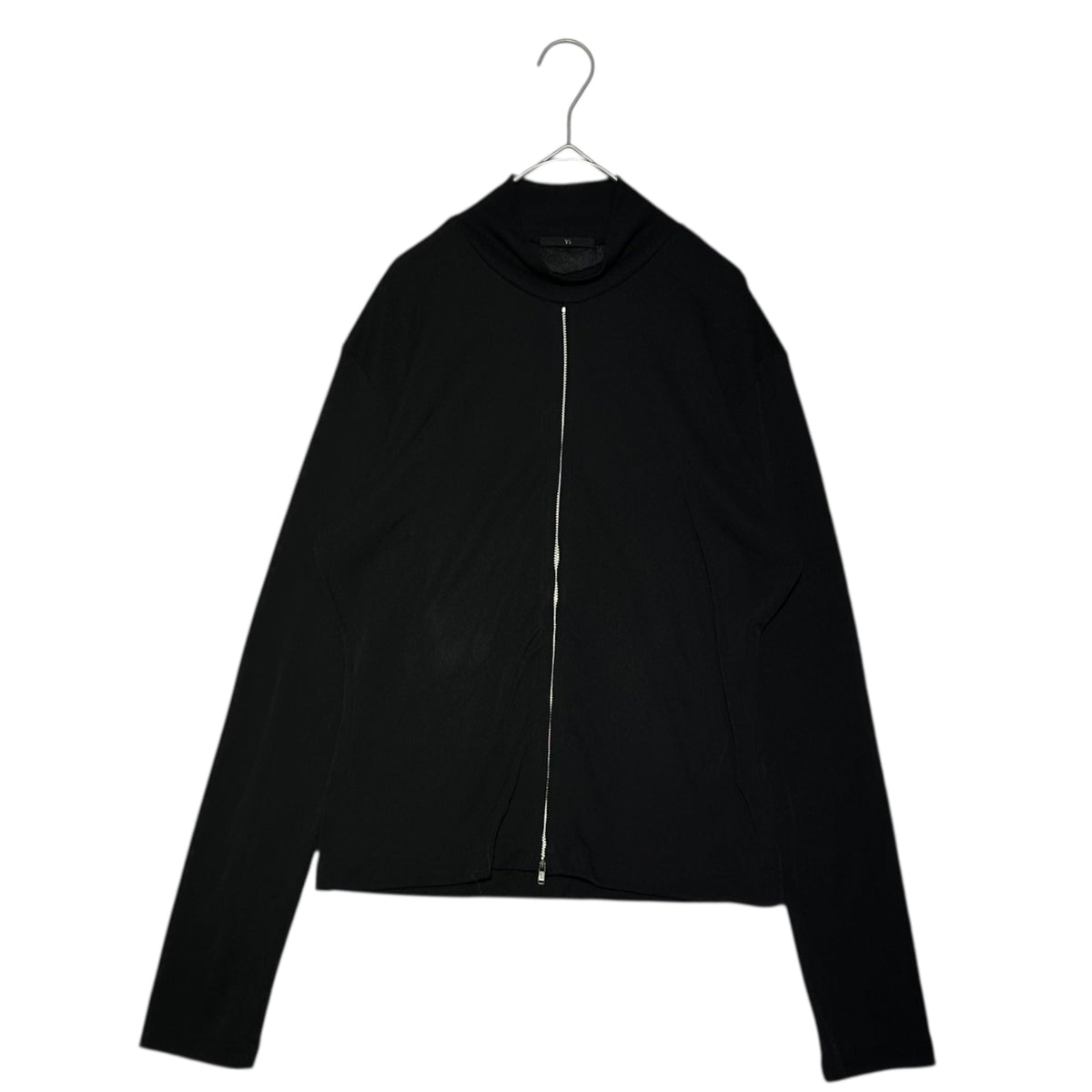 Y's Center Zip Pullover Sheer Mock Neck Top