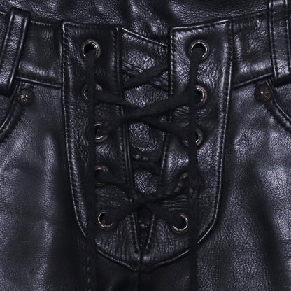CHROME HEARTS Fleur Knee Lace-Up Leather Pants Size 24R1