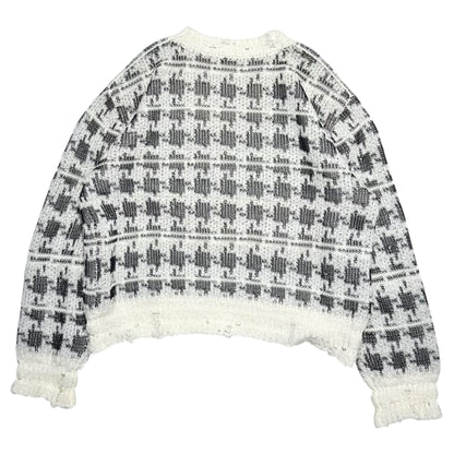 Acne Studios Destroyed Chidori Pattern Wool Knit Size S