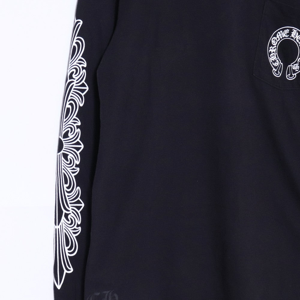 CHROME HEARTS Horseshoe Floral Cross T-Shirt Black Size L