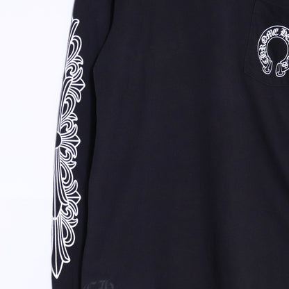 CHROME HEARTS Horseshoe Floral Cross T-Shirt Black Size L