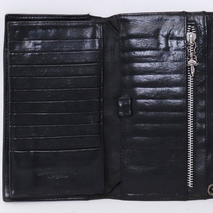 CHROME HEARTS Wave Cross Button Wallet Black Size F