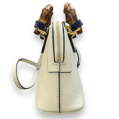 GUCCI Diana Bamboo Dome Mini Cream White Handbag Size S
